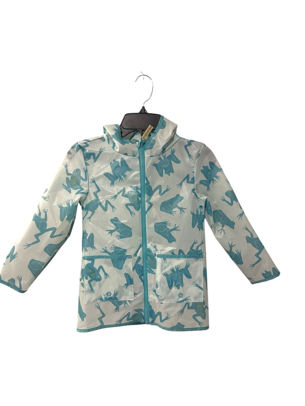 Cat & Jack Teal and Cream Frog-Print Raincoat
